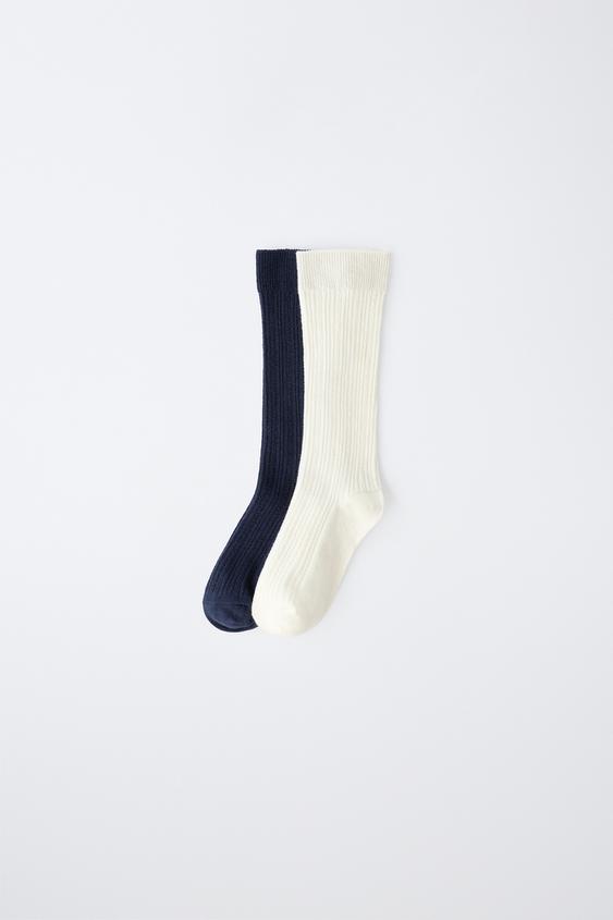 2-PACK OF LONG POINTELLE SOCKS - Navys / Ecrus de Zara - Imagen 0