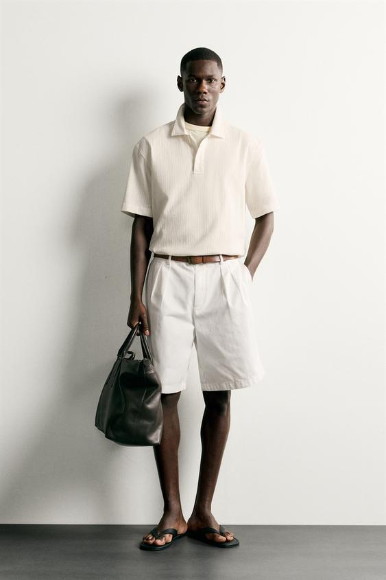 CAMISA POLO REGULAR FIT JACQUARD - Blanco roto de Zara - Imagen 0