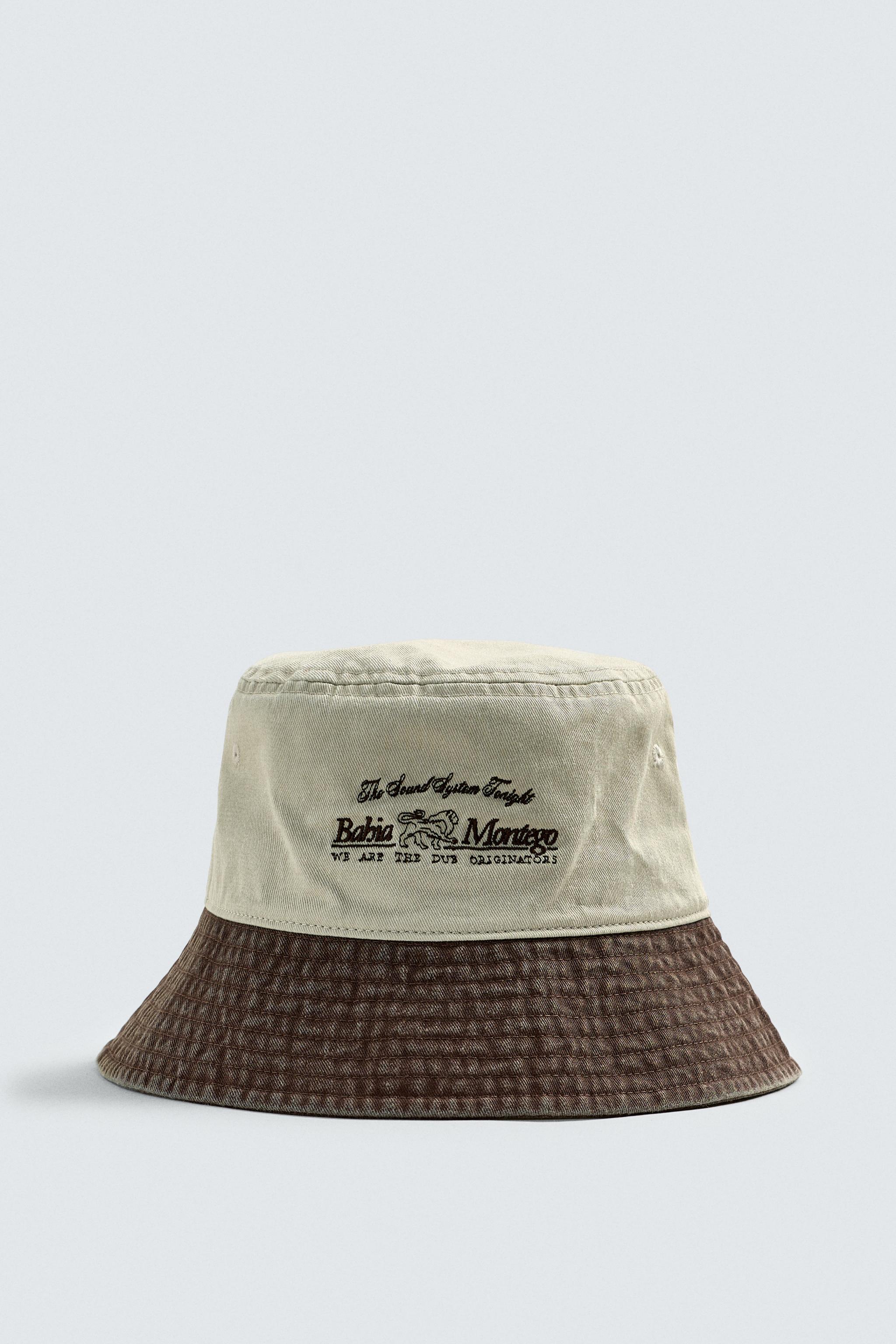 CONTRAST EMBROIDERED WASHED BUCKET HAT