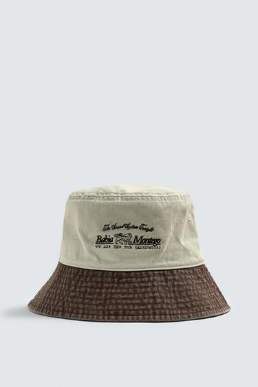 CHAPEAU BOB LAVÉ BRODERIE CONTRASTE - Écru de Zara