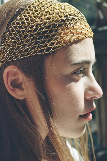 BEADED RHINESTONE HEADBAND LIMITED EDITION - Golden by Zara