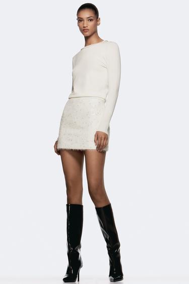 JEWELLED KNIT SWEATER - Ecru by Zara - Image 0
