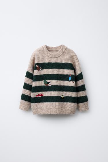 Zara TRIIPUDE JA METSATIKANDIGA KOOTUD KAMPSUN - Light beige - Pilt 0