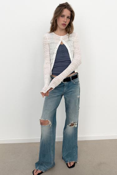 HONEYCOMB KNIT CARDIGAN - White by Zara - Image 0