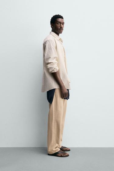 REGULAR FIT STRIPED SHIRT - Light yellow by Zara - Image 3