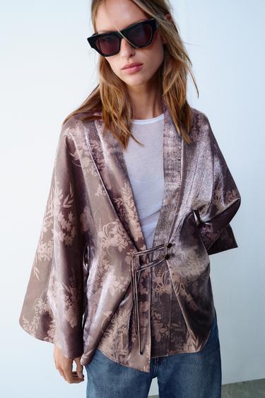 Zara PRINTED WIDE-SLEEVE SHIRT - Multicolored