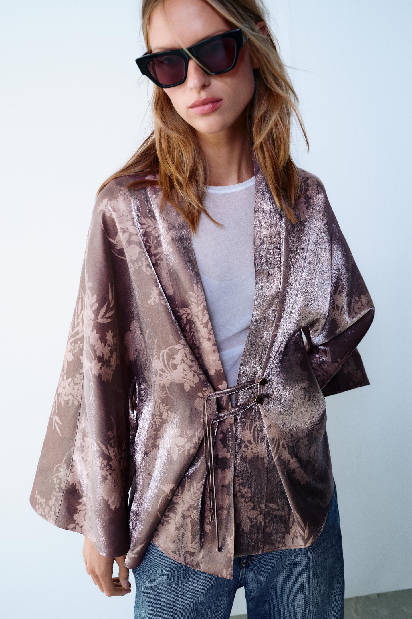 Женская рубашка Zara Printed Wide-Sleeve, цвет: Разноцветный — фото 2