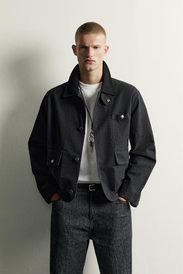 CORDUROY COLLAR POCKET JACKET — Black 1