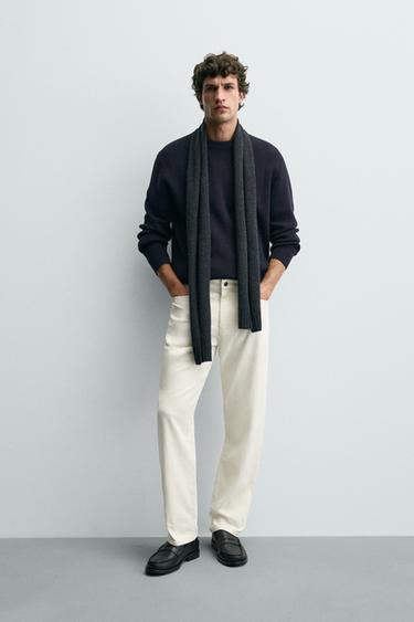 TEXTURED JUMPER WITH WOOL - Navy blue by Zara