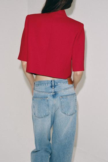 VESTE COURTE À MANCHES COURTES ZW COLLECTION - Rouge de Zara - Image 2