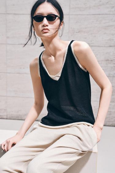 COMBINATION KNIT TOP - Black by Zara