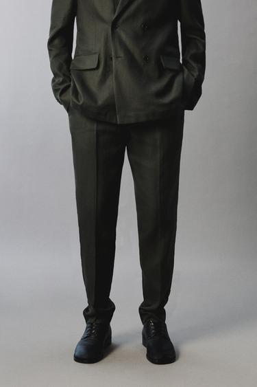 КОСТЮМНЫЕ БРЮКИ ИЗ 100% ЛЬНА — ХАКИ от Zara