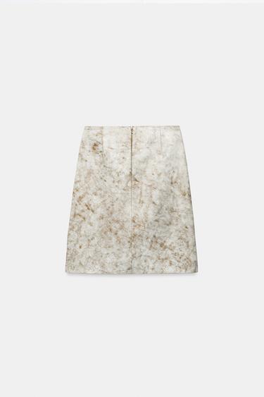 ZW COLLECTION LIMITED EDITION LEATHER SKIRT - Ecru by Zara - Image 4