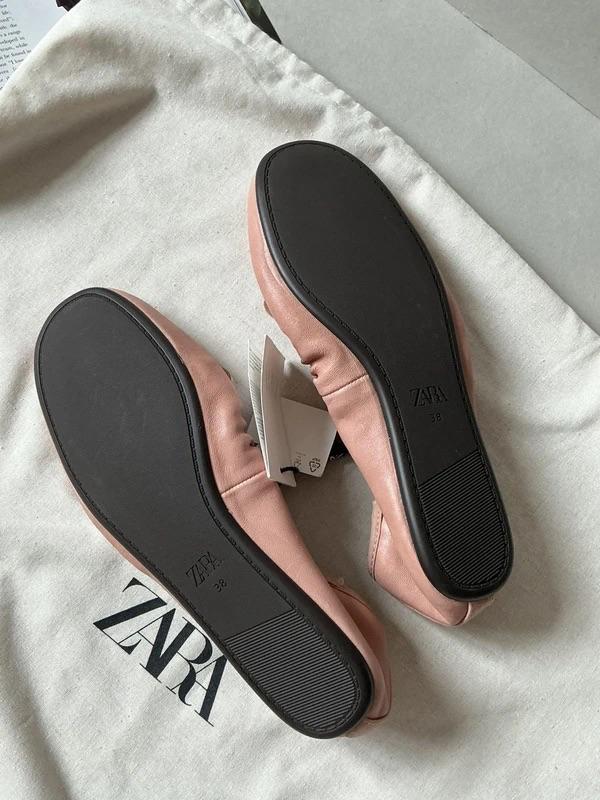 GATHERED LEATHER BALLET FLATS - Image 2