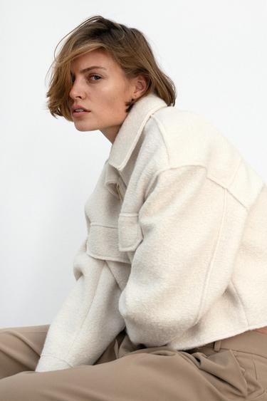 KURZE BOUCLÉ-JACKE - Cremefarben von Zara