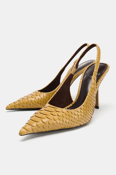 EMBOSSED SLINGBACK HEELS - Mustard by Zara - Image 2