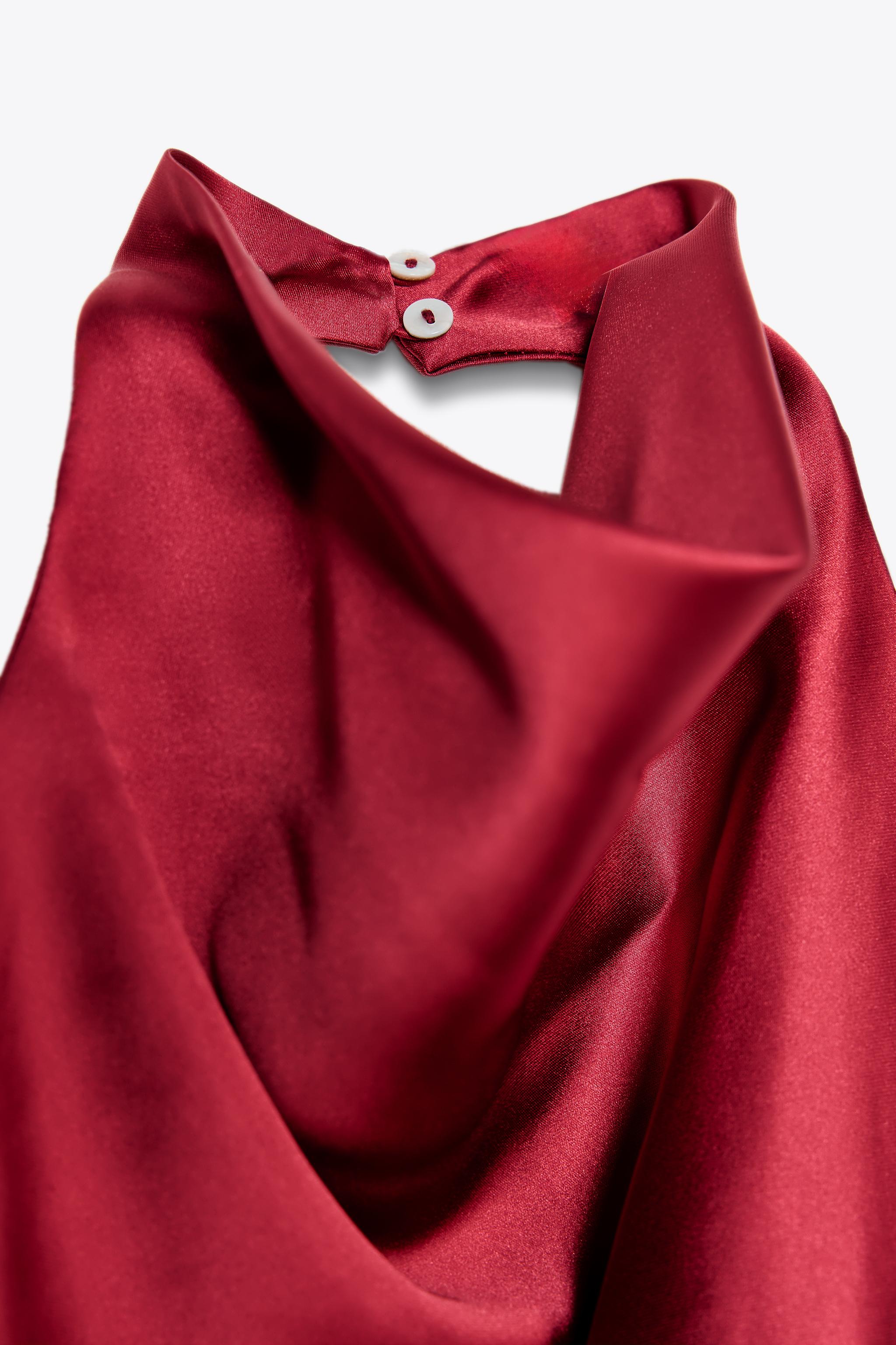 SATIN EFFECT HALTER TOP - Brown | ZARA United States SATIN EFFECT HALTER TOP - Brown | ZARA United States