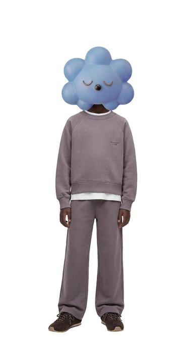 Zara WASHED EFFECT TEXT SWEATSHIRT - Plum