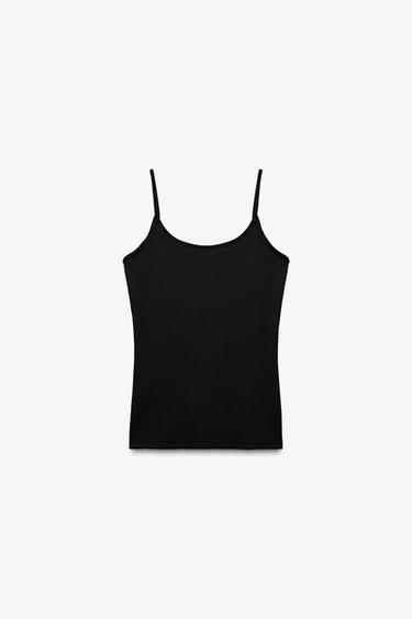 DÉBARDEUR EN POLYAMIDE À BRETELLES FINES - Noir de Zara - Image 2