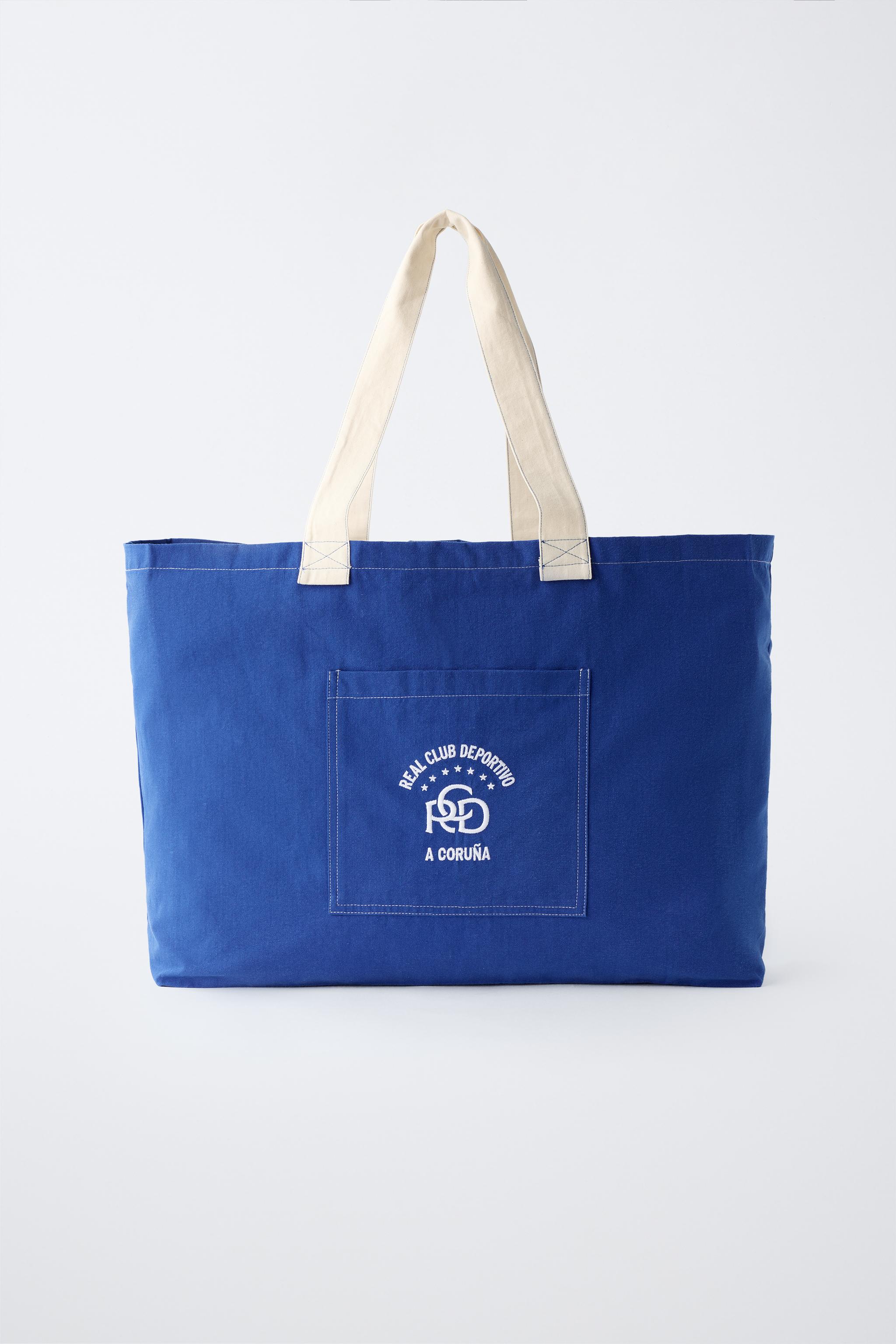 RC DEPORTIVO DE A CORUÑA EMBROIDERED TOTE BAG — Blue/White
