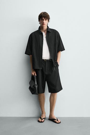 JACQUARDHEMD MIT STICKEREI - Schwarz von Zara