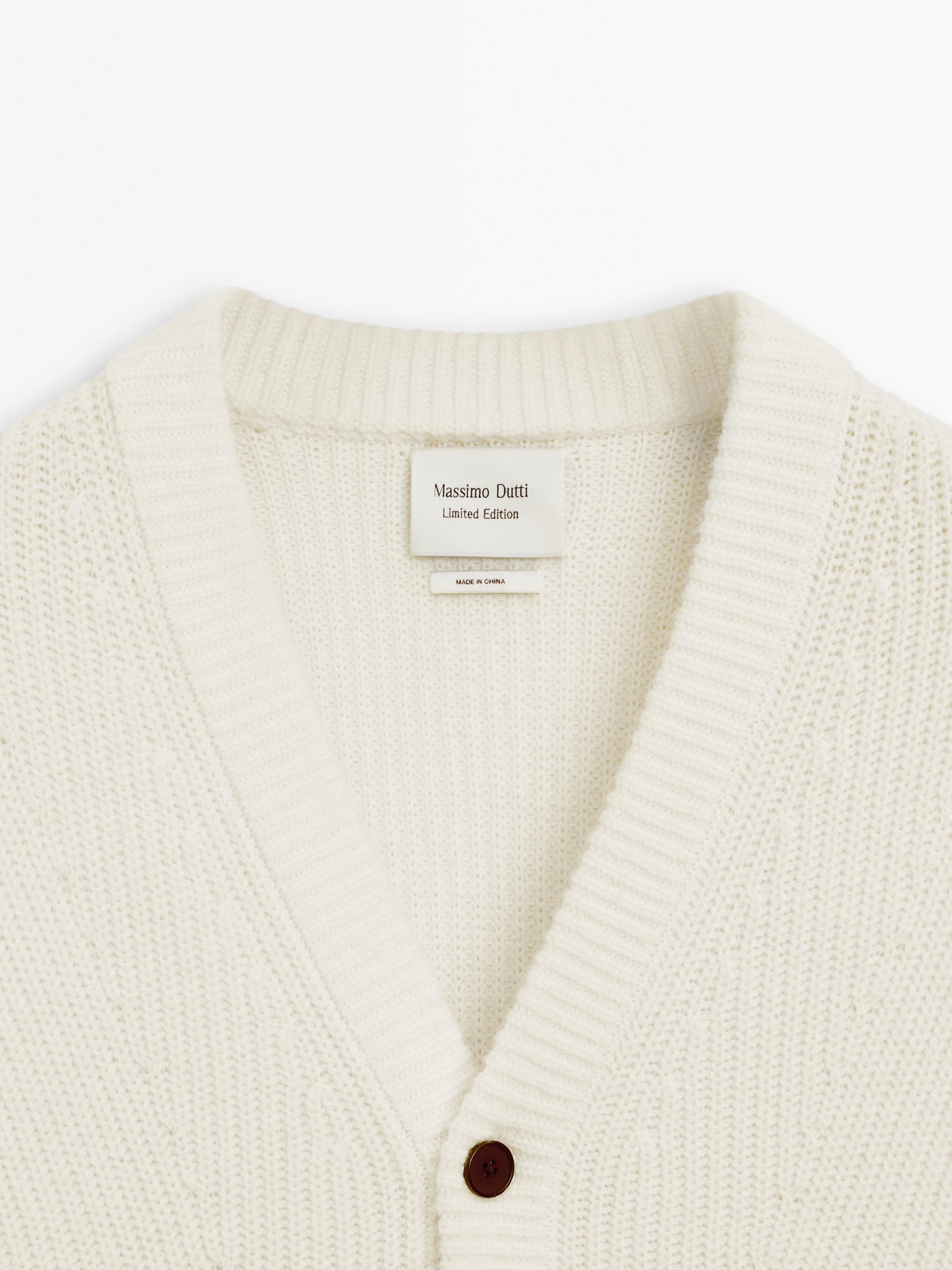 Wool blend knit cardigan - Limited Edition - Ecru | ZARA