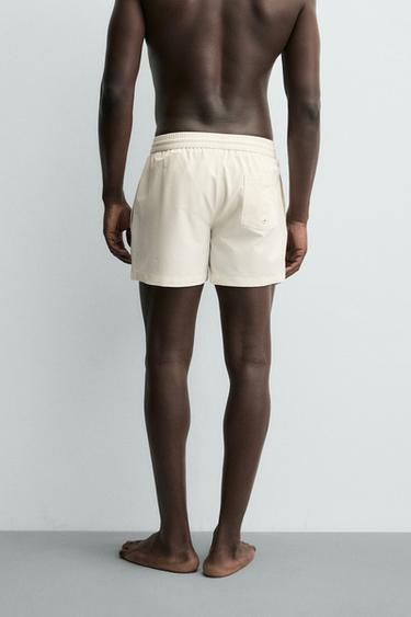 MID-LENGTH SEERSUCKER SWIMMING TRUNKS - Ecru by Zara - Image 3