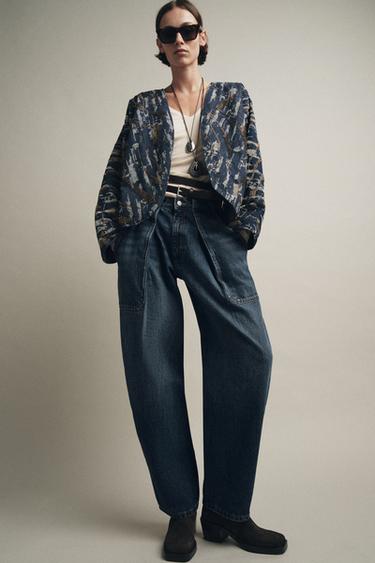 BEADED DENIM-EFFECT QUILTED KIMONO - Blue by Zara - Image 0