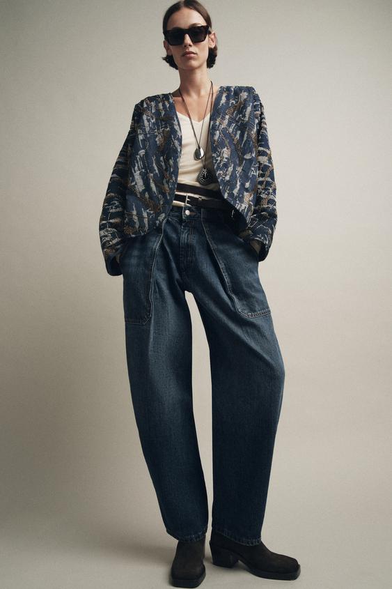 PROVAN KIMONO S KORLKY A EFEKTEM DENIMU - Modr od Zara - Obrzek 0