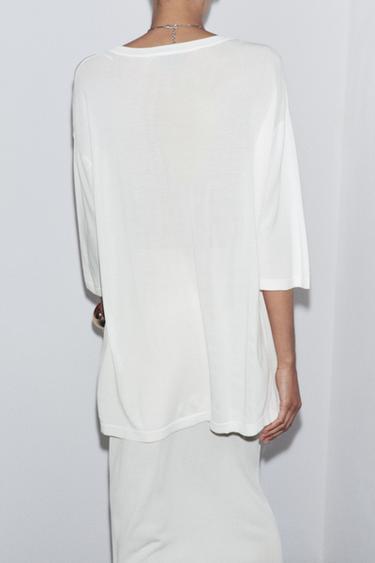 OVERSIZED KNIT TOP - Ecru by Zara - Image 4
