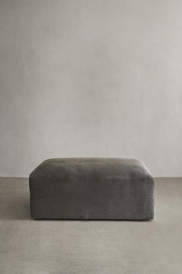 WASHED LINEN POUF - Dark grey Zara