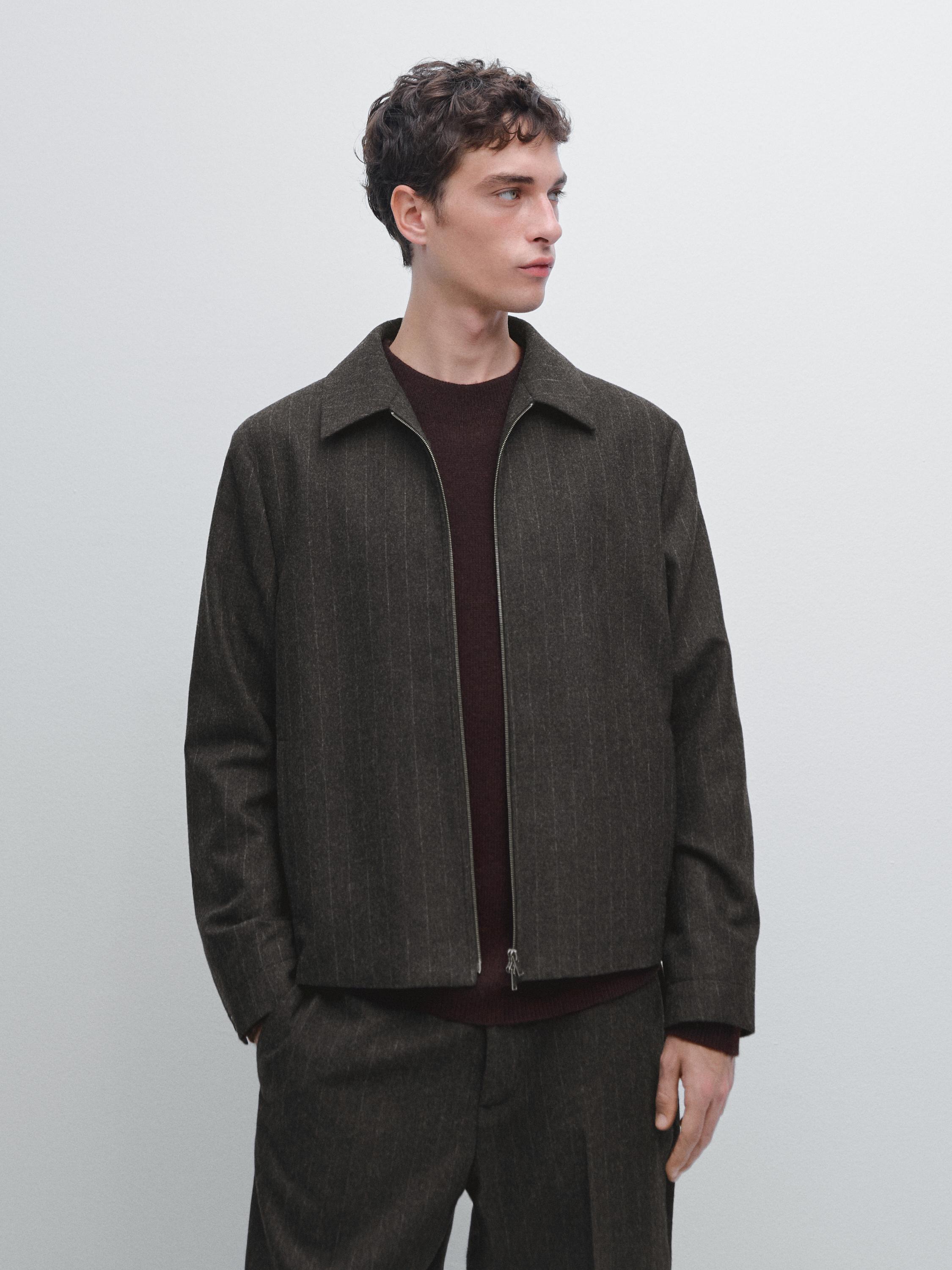 Striped wool blend jacket