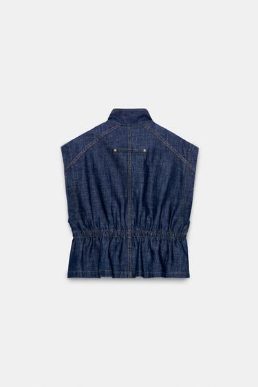 GILET AVEC TAILLE ÉLASTIQUE EN LIN - Indigo de Zara - Image 7
