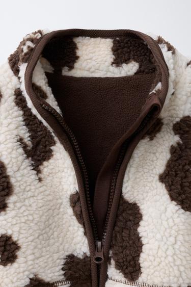 COW PRINT FAUX SHEARLING JACKET - Brown by Zara