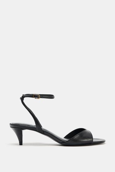 MID-HEEL SANDALS WITH ANKLE STRAP - Black by Zara