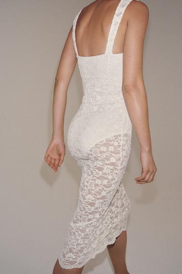 ROBE MI-LONGUE EN DENTELLE - Écru de Zara - Image 2