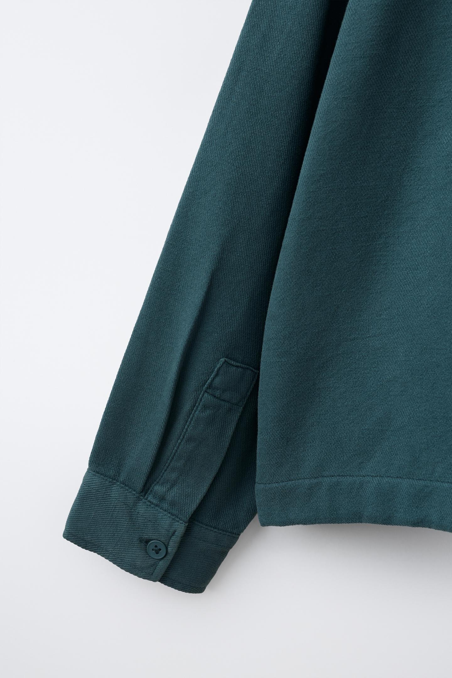 Детская рубашка Zara Overshirt with Label Pocket, цвет: Синий — фото 4