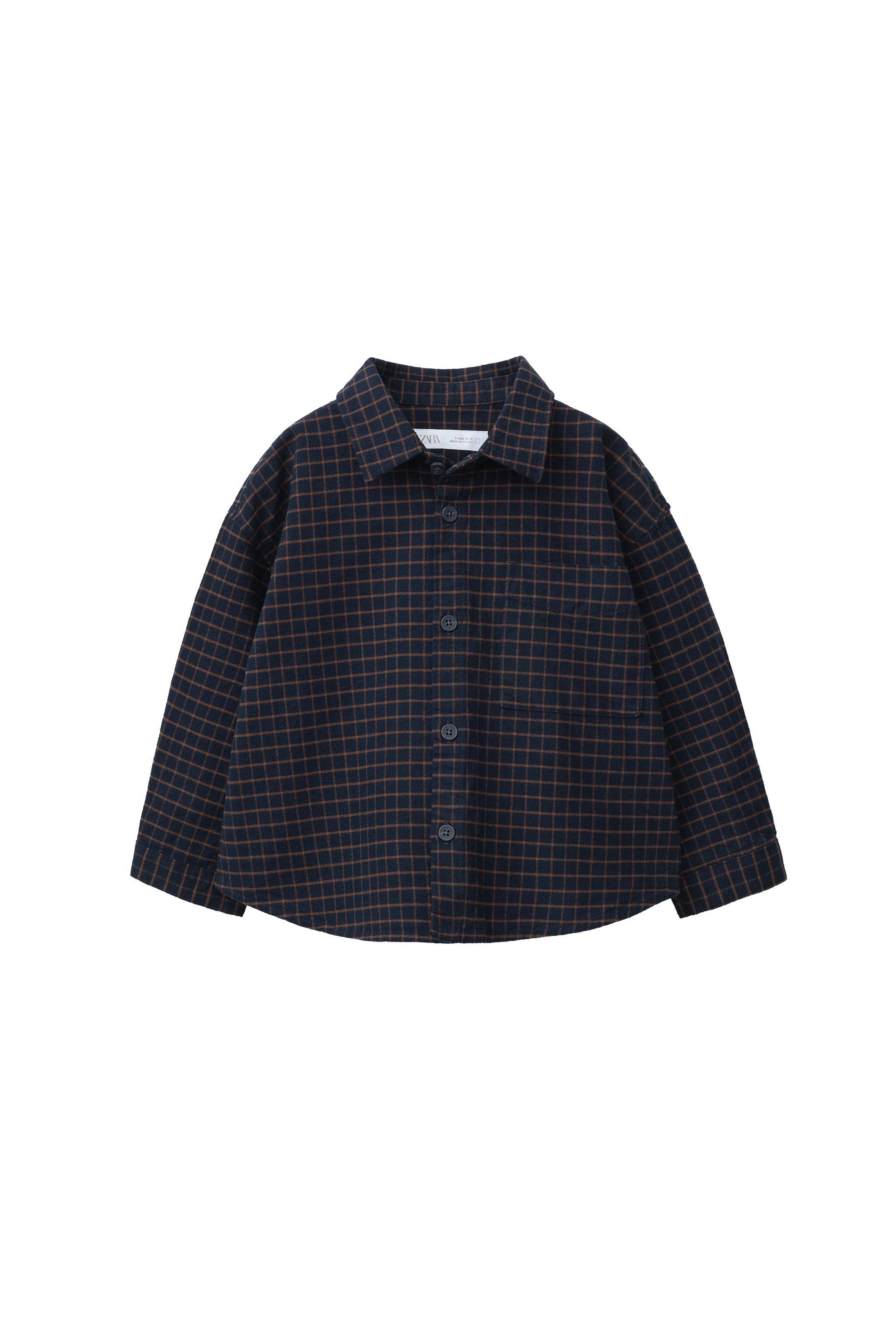 チェック柄プリントシャツ - ブルー | ZARA Japan / 日本
