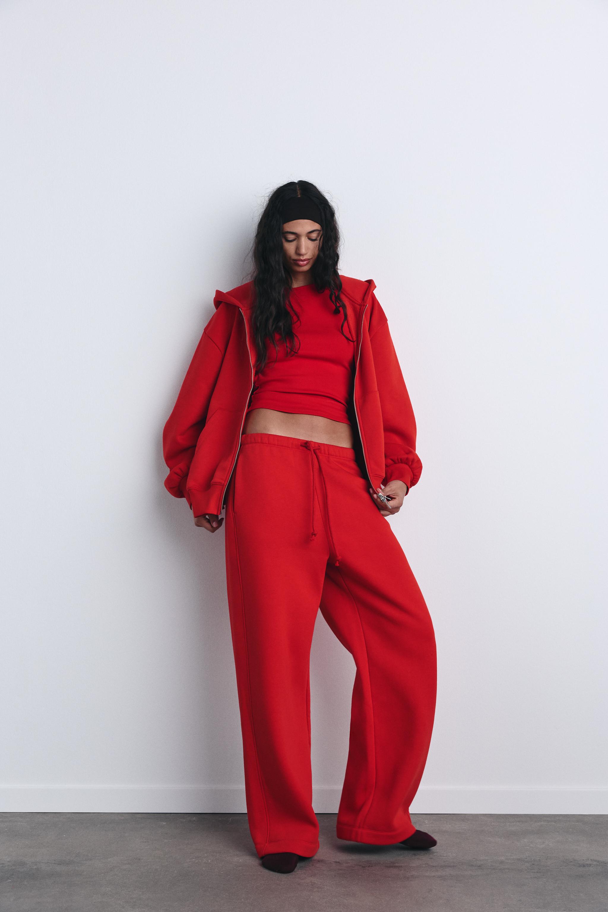 Women Red Trousers ZARA Spain