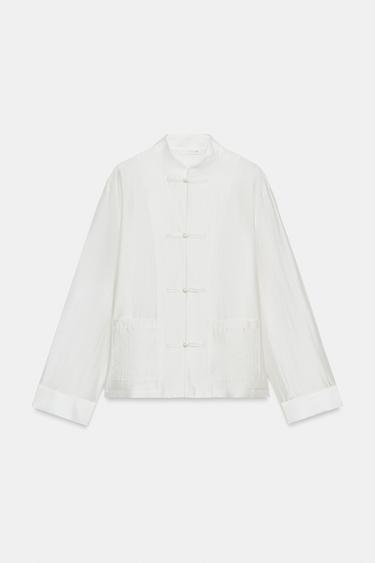 CAMISA SATINADA ALAMARES ZW COLLECTION - Blanco de Zara