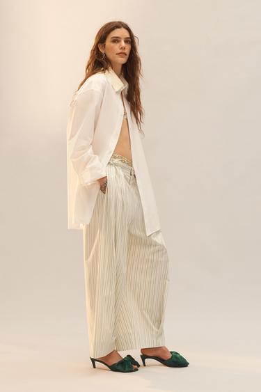POPELINE BLOUSE MET KANTEN KRAAG LIMITED EDITION - Wit van Zara