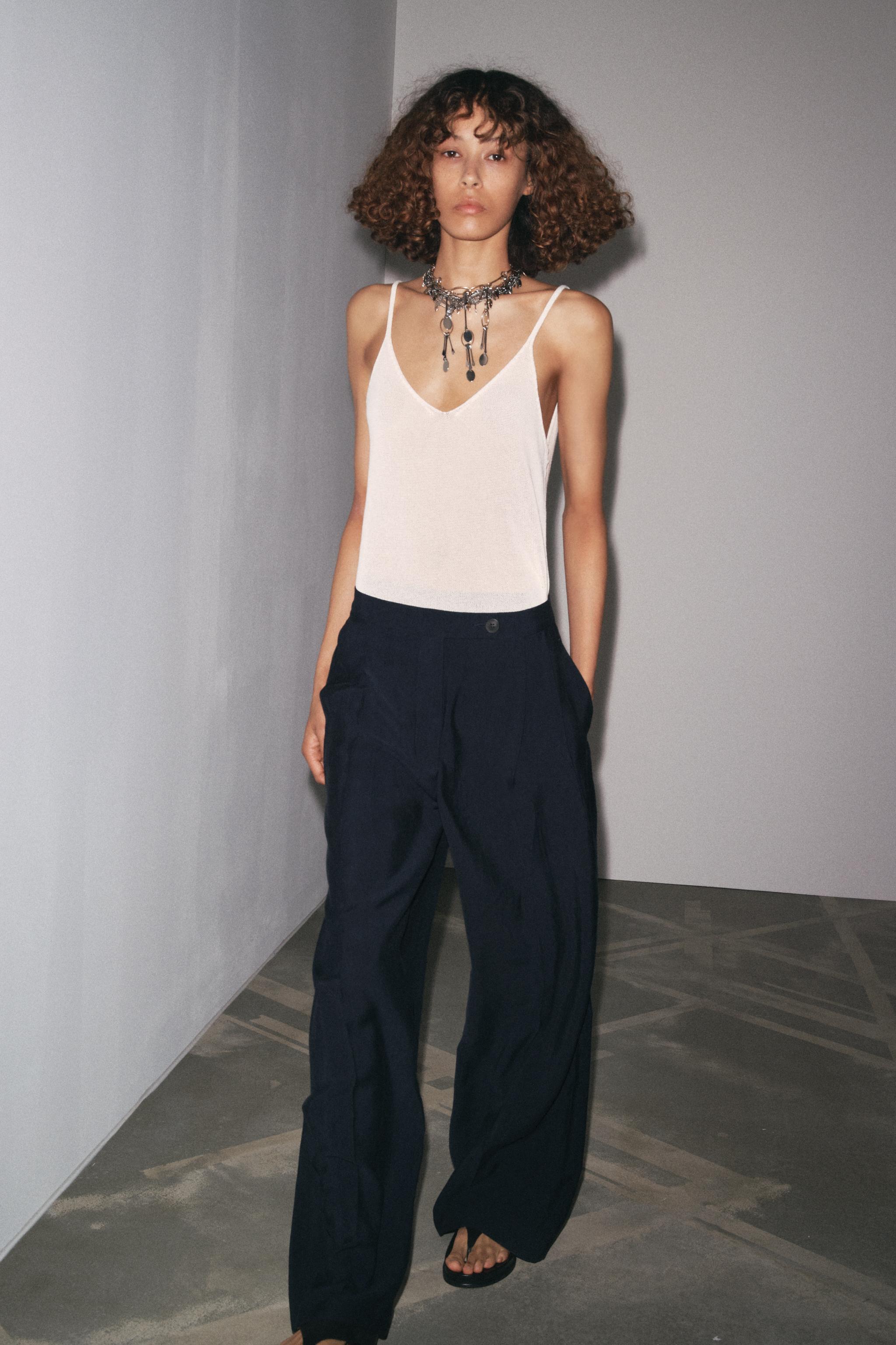 CALÇA COM PREGAS ZW COLLECTION - Azul-marinho | ZARA Brasil