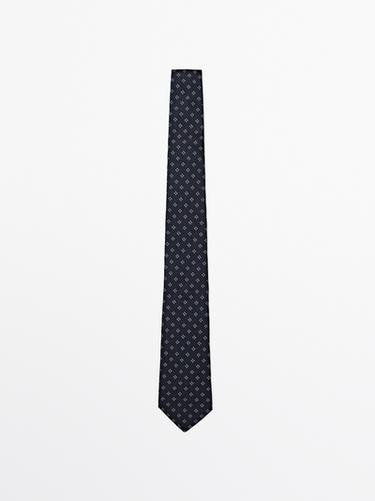 Zara 100% mulberry silk tie - Navy blue - Image 0