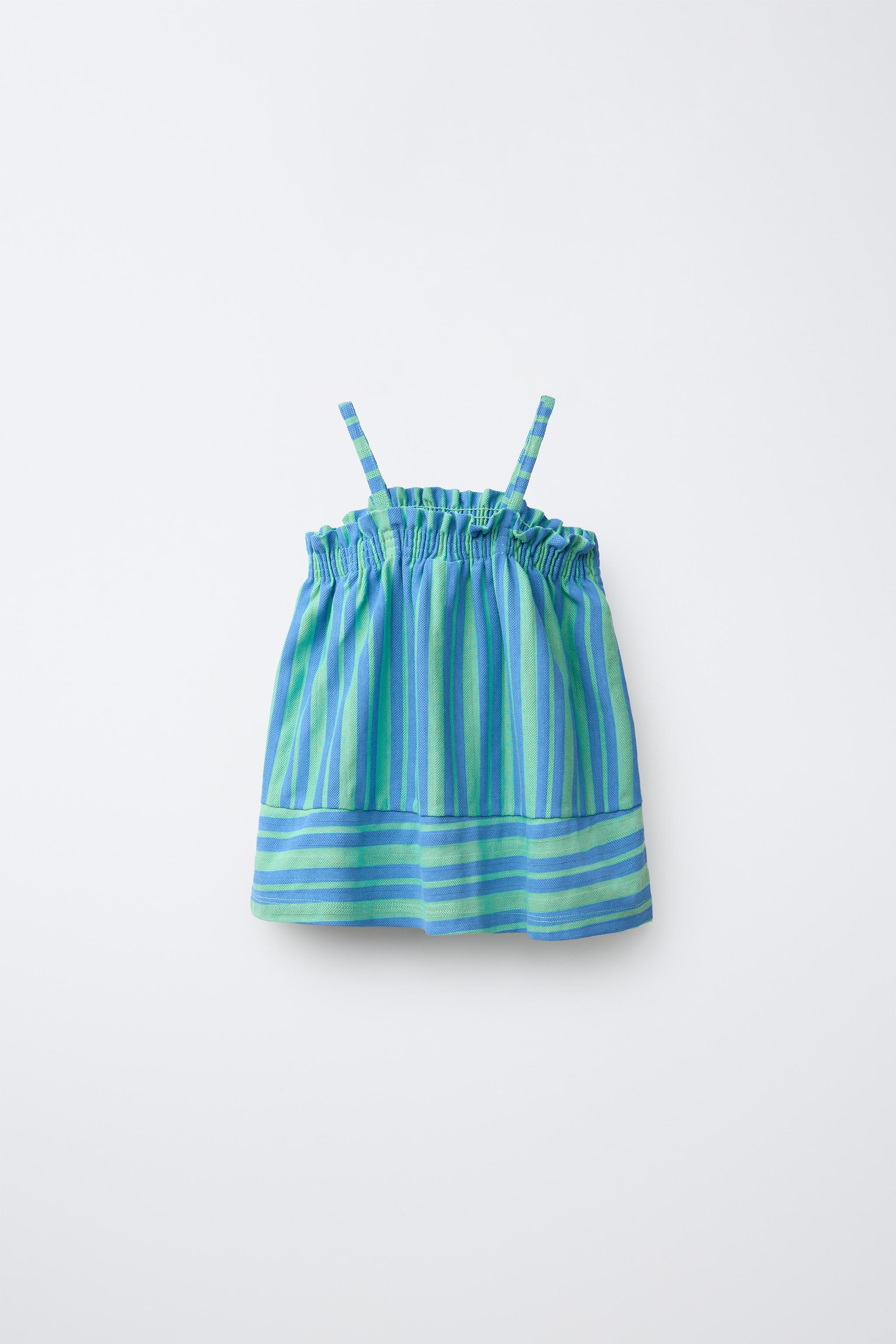 STRIPED TEXTURED TOP — Blue / Green