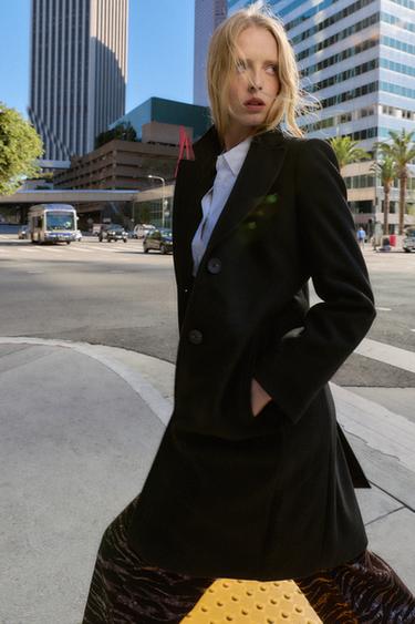 Zara SOFT SHOULDER PAD COAT - Black