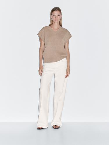 Zara Wool blend knit vest - Mink