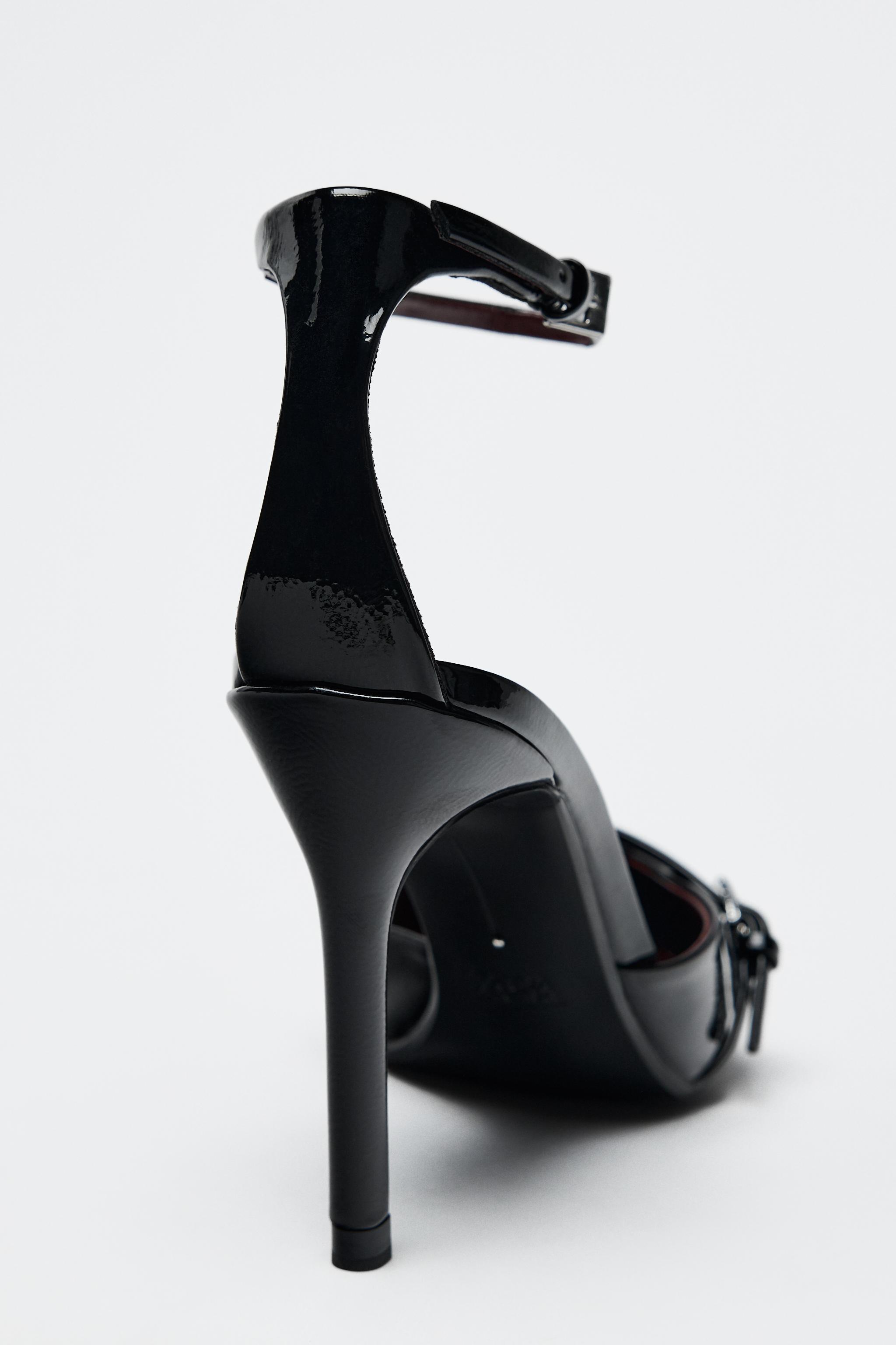 Zara Ankle Strap Buckle Heels Black Women