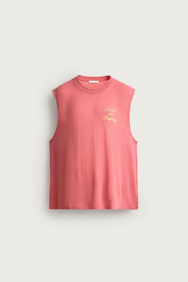 RELAXED FIT SLOGAN TANK TOP