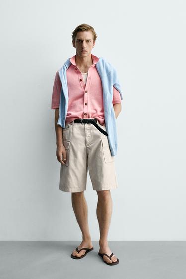Zara RELAXED FIT KNIT SHIRT - Pink - Image 0