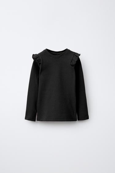 CAMISETA RIB VOLANTES - Negro de Zara